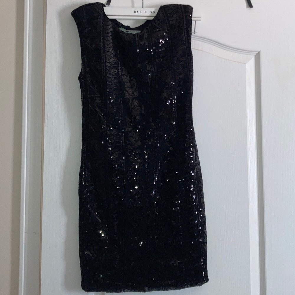 black sequined hoco dress
